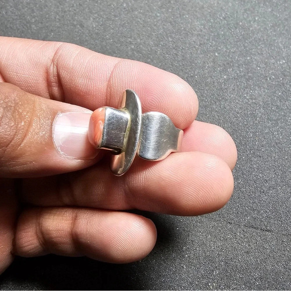 Taxco Mexico Sterling Silver 925 Pink Coral Statement Ring Size 5 Adjustable - Picture 3 of 9